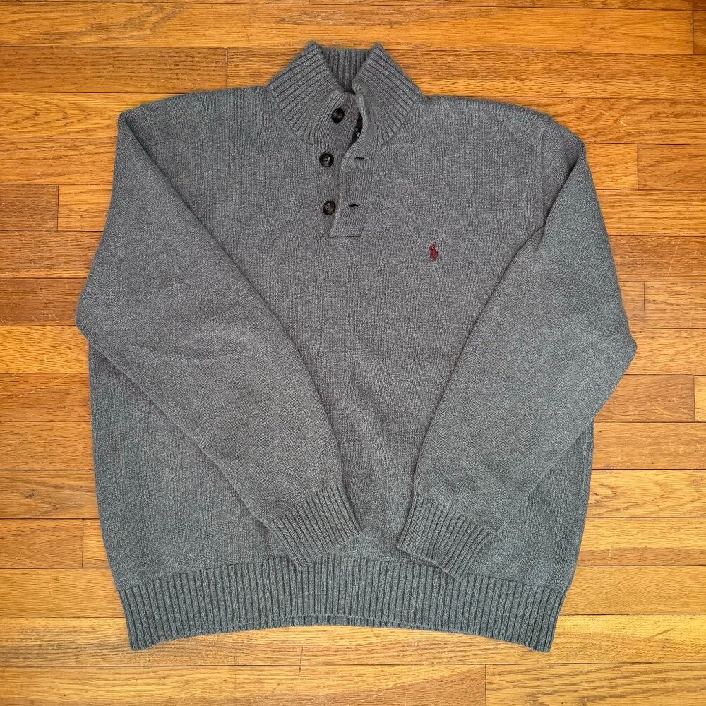 Polo Ralph Lauren Grey Quarter Button Up Sweater